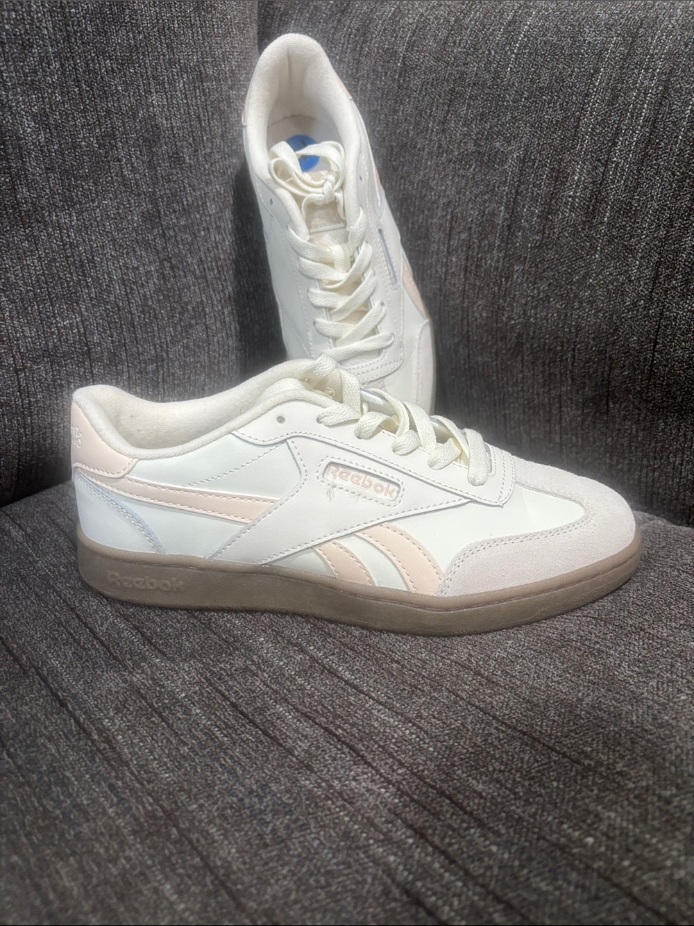 Reebok Women's White Sneakers with Pale Pink Accents